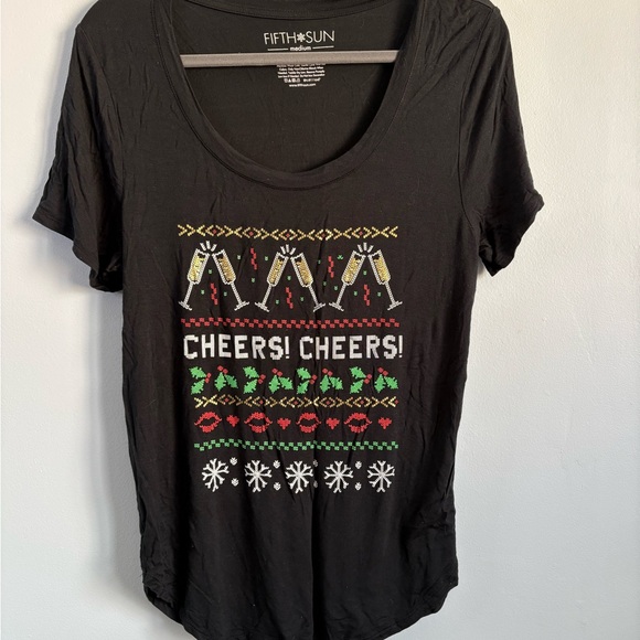 Fifth Sun Black Cheers Graphic Tee - Picture 1 of 4